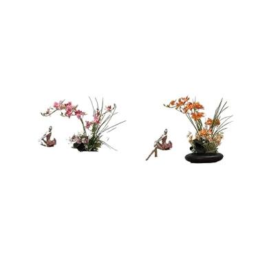 Imagem de LMJYU Flores artificiais flor falsa pomba orquídea flor artificial, conjunto floral de cola de toque manual, ornamentos de decoração de casa, decorações de flores de seda de flores artificiais