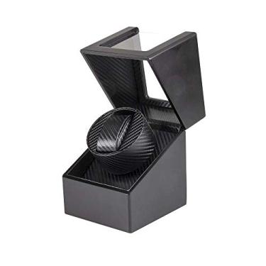 Imagem de uhyOHF Caixa de enrolador de relógio, dois modos de acionamento de energia, exterior de pintura de piano de concha de madeira, motores silenciosos, relógio automático masculino feminino marrom (preto