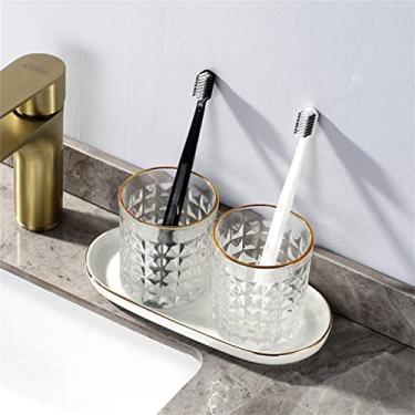 Imagem de YYBOES Copo para enxaguante bucal com bandeja copo de boca simples para casa de banho copo de lavagem de banheiro