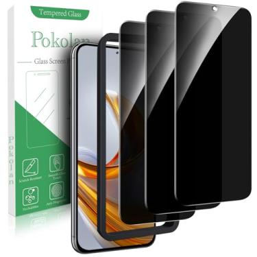 Imagem de Pokolan Pacote com 3 protetores de tela de privacidade para Samsung Galaxy S23, película de vidro temperado antiespião, moldura de alinhamento, fácil instalação, antiarranhões, compatível com capas