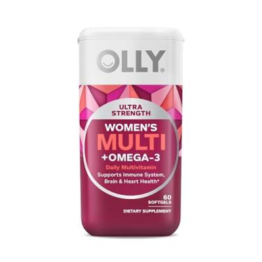 Imagem de OLLY Multivitamínicos ultra femininos, saúde geral e suporte imunológico, ômega-3s, ferro, vitaminas A, D, C, E, B12, Multivitamínico diário, fornecimento de 30 dias - 60 unidades