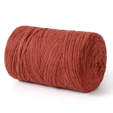 Imagem de Fio de chenille grosso para crochê, macio, grosso, fofo, volumoso, para tricô à mão, cobertores amigurumi, almofada, decoração de casa, artesanato DIY (vermelho ferrugem, 215 jardas)