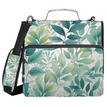 Imagem de xigua Fichário com zíper de folhas coloridas com alça de ombro e alça para transporte fácil, fichário de 3 anéis de 3 cm para escola, painel de expansão e arquivo expansível