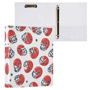 Imagem de STAYTOP Organizador de fichário redondo de capacete de futebol, fichário de 3 anéis com prancheta (carta A4), fichário fofo para material de escritório escolar
