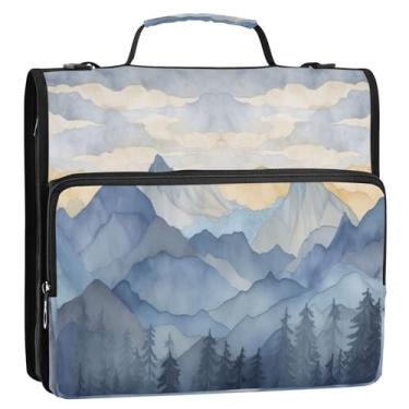 Imagem de Coikll Pasta expansível Blue Mountain2 com zíper e argolas em D, organizador de fichário com alça de ombro e alça para facilitar o transporte