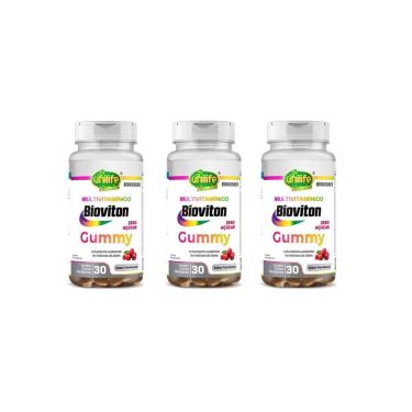 Imagem de Kit 3 Multivitamínico Gummy Unilife Bioviton 3x30 Gomas De Framboesa-Unissex