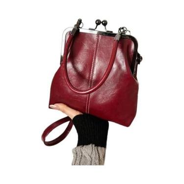 Imagem de Bolsa Transversal Feminina Retro De Grande Capacidade Em Couro PU, Ele