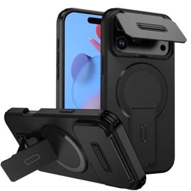Imagem de Capa protetora com flip e câmera para iPhone 17, 16, 13, 12, 11 Pro Max, 14, 15 Plus, 16e, 17 Air com suporte magnético (para 11 Pro Max/Preta)