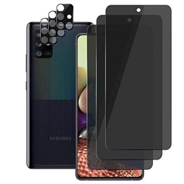 Imagem de UZWZW (Não suporta desbloqueio de impressão digital) (3+3) para Samsung Galaxy A71 5G / A71 5G UW (pacote com 3) protetor de tela de privacidade de vidro temperado privado anti-espião com protetor de