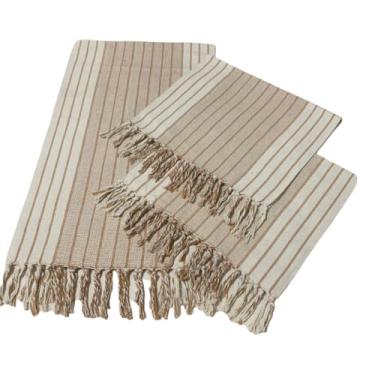 Imagem de Jogo de Passadeira de Tear, Tapete de Cozinha, 3 Peças Algodão(CARAMELO LISTRADINHO T)