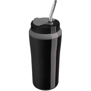 Imagem de Garrafa Térmica de Aço Inoxidável Tipo Cuia, 1000ml, Tampa Hermética, Vermelho, Isolamento a Vácuo, para Bebidas Quentes preto