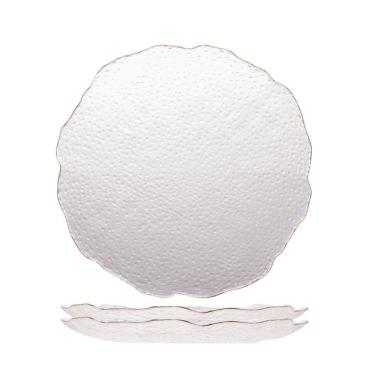 Imagem de Jogo 2 Prato Raso De Cristal Martelado Com Borda Dourada Para Servir 26cm Wolff