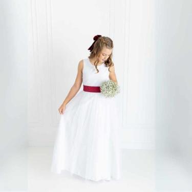 Imagem de Vestido Infantil Longo Branco Faixa MARSALA REF4072 - Só Mariazinha, 1