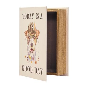 Imagem de PACOLO Caixas de livros decorativas, armazenamento de capa de madeira sintética para joias escondidas, dinheiro e dinheiro (HOJE É UM BOM DIA)