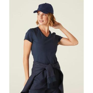 Imagem de Blusa Baby Look Feminina Gola V Malwee Ref. 47373, Azul marinho, GG