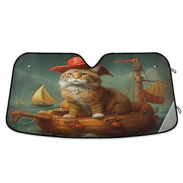 Imagem de Navigator Cat Red Hat Persianas de janela de carro para-brisa frontal proteção UV persiana dobrável para janela de carro, para caminhão, carro, SUV, acessórios de carro