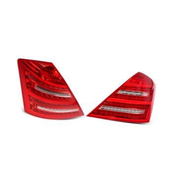 Imagem de Aspaton Conjunto de luzes traseiras Par de lâmpadas de freio vermelho transparente 2218200366 2218200466 compatível com 2007 2008 2009 W221 S Class S550 MB2800121 MB2801121
