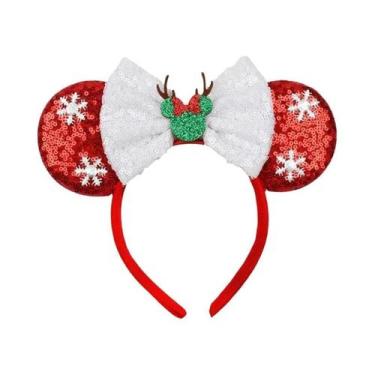 Imagem de Tiara De Natal Mickey Mouse Com Lantejoulas Em Forma De Floco De Neve 