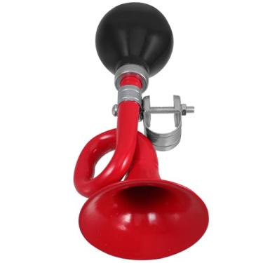 Imagem de POPETPOP Chifre de corneta, chifre de palhaço, buzina de bicicleta infantil, buzina de corneta, buzina vintage clássica, para bicicleta, carrinho de golfe, barco, trailer, motocicleta vermelha