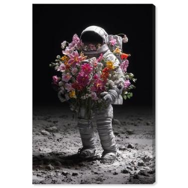 Imagem de Arte de parede de astronauta com impressão em tela Lunar Bloom por Art Remedy, Gallery Wrapped, 40 x 61 cm