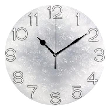 Imagem de Relógio de parede analógico decorativo moderno alimentado por bateria para quarto e cozinha, decoração de parede vintage, sala de estar, gradiente cinza e branco, 25 cm, ponteiros dourados