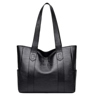 Imagem de Bolsa Feminina Grande Tipo Tote | Bolsa de Ombro e Mão para Faculdade, Trabalho e Dia a Dia | Estilo Casual Elegante (Preto)