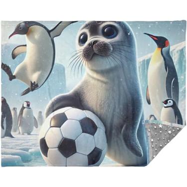 Imagem de Cobertores macios de pinguim com selo polar personalizado e quente para mulheres, cobertor de folha, solteiro, 177,8 x 139,7 cm