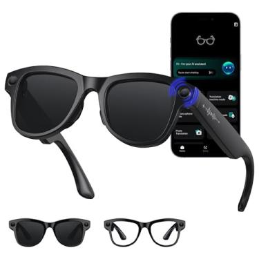 Imagem de XiangAi Óculos inteligentes AI – Câmera antivibração 4K/8MP, chamada Bluetooth, gravação de vídeo, tradução em tempo real/reconhecimento GPT, 290 mAh, capa de carregamento de 3000 mAh (inclui lentes