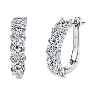 Imagem de Brincos De Argola De Moissanite D Color 2.76CTTW Em Prata Esterlina 92
