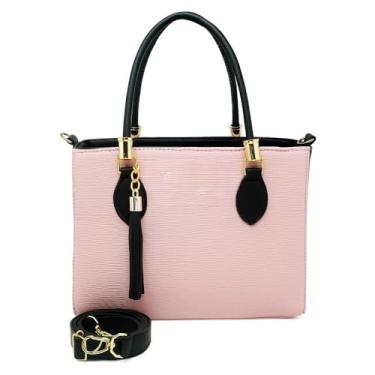 Imagem de Bolsa Feminina Média Transversal de Ombro (ROSA/PRETO)