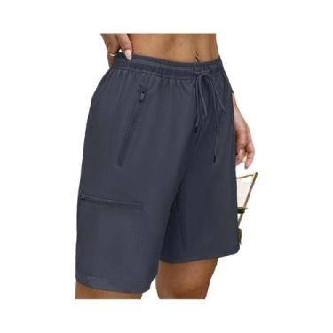 Imagem de Shorts Cargo Femininos Leves E Ajustáveis Com Bolsos Com Zíper Para Ca