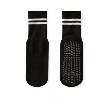 Imagem de 2 pares de meias femininas de pilates antiderrapantes, meias de ioga para hospitais Barre Hospital, 4 pares, Preto, Medium