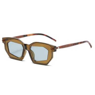 Imagem de Óculos de Sol UV400 - Lentes Transparentes Bicolores, Armação Punk com Rebites, para Homens e Mulheres, Esportes ao Ar Livre, Corrida, Ciclismo, Azul Chá