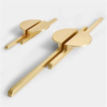 Imagem de Puxadores de porta de guarda-roupa semicírculo preto claro puxadores de armário de liga de zinco puxadores de porta de armário ferragens de móveis 1 peça (cobre escovado 64 mm)