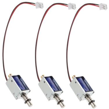 Imagem de 3 peças solenoide eletroímã push pull 12V atuador de válvula de mola de êmbolo de movimento linear para máquinas de venda automática