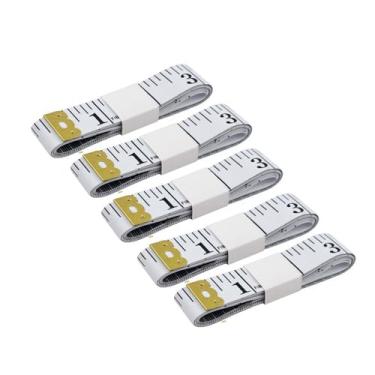 Imagem de 5 peças de fita métrica macia, régua de escala dupla de 152 cm, fita métrica, régua de costura de tecido para medição corporal, tecido de perda de peso, artesanato de tricô (branco)