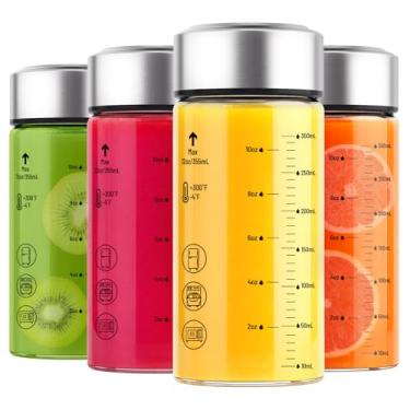 Imagem de Zukro Garrafa de suco de vidro de 350 ml, pacote com 4