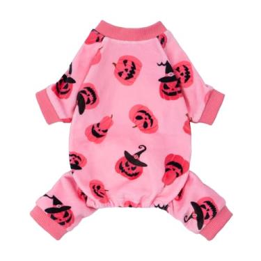 Imagem de Fitwarm Pijama de Halloween Jack O Lantern para cães, fantasias engraçadas para cães pequenos, meninas, roupas para animais de estimação, rosa, preto, grande