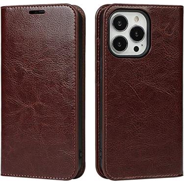 Imagem de KKFAUS Capa de telefone fólio [suporte de cartão], para Apple iPhone 13 Pro Max (2021) couro de 6,7 polegadas [revestimento interno de TPU] capa carteira flip estilo notebook capa (cor: marrom)
