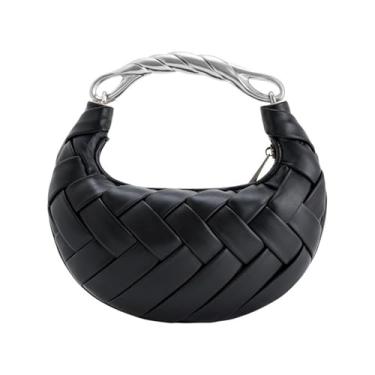 Imagem de DFAMIN Sacolas vazadas para mulheres, bolsas e bolsas de designer de luxo em tecido sintético casual feito à mão, ombro pequeno, Preto, One Size