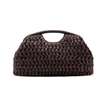 Imagem de OOAAVVJL Bolsa de mão grande de palha para mulheres, bolsa Hobo de praia de férias de verão, bolsas de mão de malha para noite, Café