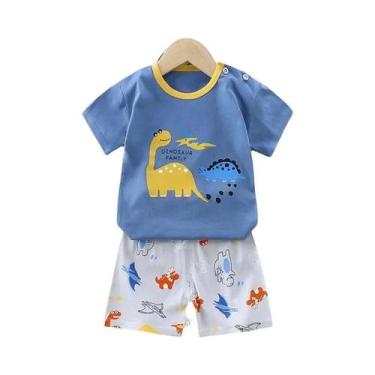 Imagem de Conjunto De Pijama Infantil De Algodão Com Estampa De Urso E Dinossaur