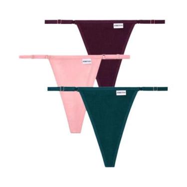 Imagem de Conjunto De Calcinhas De Algodão Femininas Sexy T-Back Com Cintura Aju