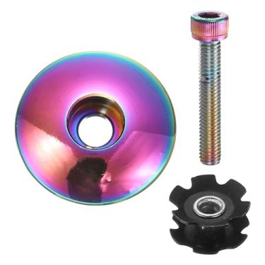 Imagem de Capa para fone de ouvido de bicicleta OD de 3,8 cm, tampa superior de liga de alumínio, estrela porca de bicicleta, haste com parafuso M6 para mountain bike road bike MTB, colorido