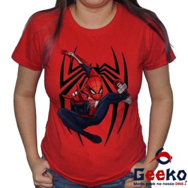 Imagem de Baby Look Homem Aranha 100% Algodão Vingadores Geeko, Vermelho aranha 