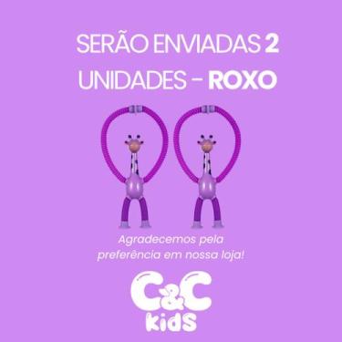 Imagem de Kit 4 girafas estica e gruda melman pop it tubo tiktok com luz brinque