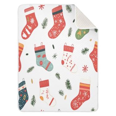 Imagem de Blueangle Meias de Natal Cobertores de bebê para berço, soneca, 76,2 x 101,6 cm, quentes, aconchegantes, macios, cobertores unissex para meninos, meninas, crianças, bebês (569)
