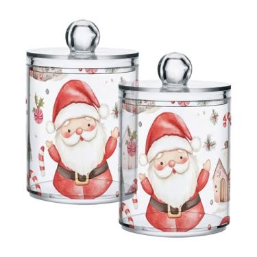 Imagem de xigua Pacote com 4 lindos suportes de Natal para bolas de algodão, cotonete – Frasco de plástico de boticário de armazenamento versátil transparente de 4 ml para banheiro e organização de