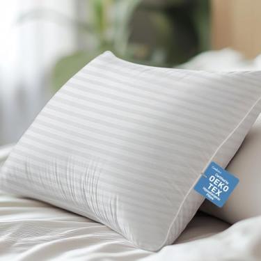 Imagem de Travesseiro alternativo macio tamanho Queen, 100% algodão hipoalergênico de qualidade de hotel de luxo, ideal para dorminhocos laterais, costas e estômago