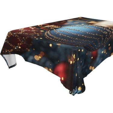 Imagem de Blueangle Toalha de mesa de bola de Natal – Toalha de mesa quadrada de poliéster impermeável e resistente a manchas para ambientes internos e externos, 152 x 152 cm (81)